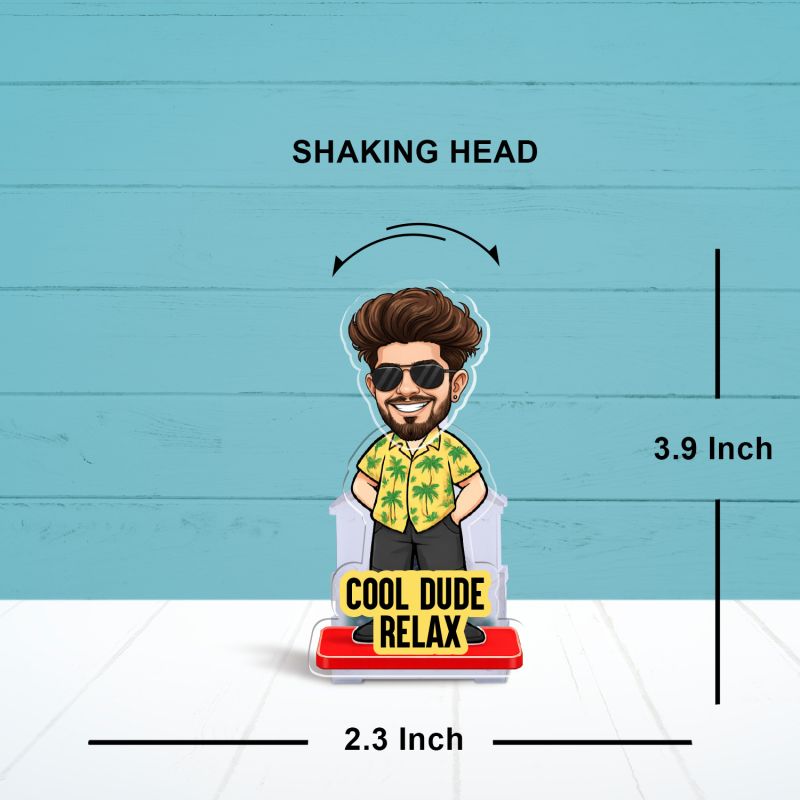 Solar Powered Bobblehead Caricature with Moving Head Feature for Car Dashboard Personalized with Face Cutout Cartoon Theme Decor Gift for Friend